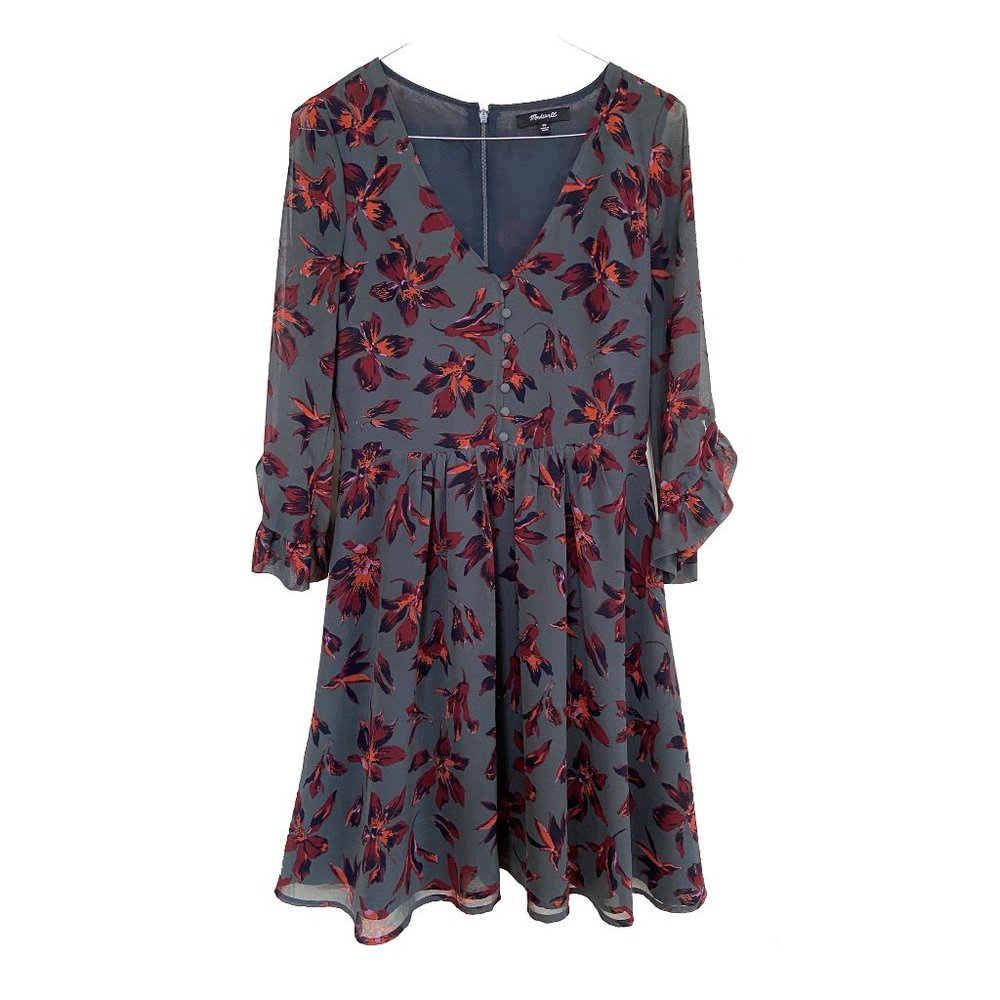 Madewell moonblossom ruffle-sleeve dress in winter orchid